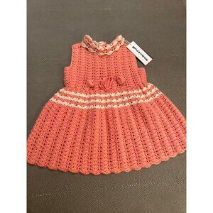 Misha &amp; Puff Crochet Ever Dress In Coral NWT 18/24